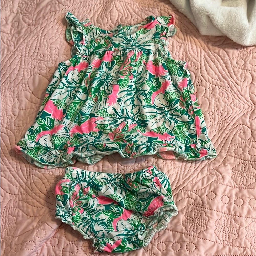 Lilly Pulitzer Pink and Green Baby Outfit